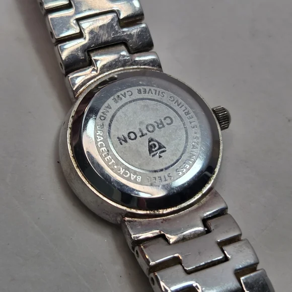 croton ladies womens wrist watch sterling silver textured  display picture 2